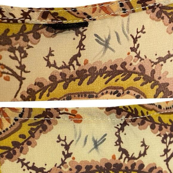 Paisley‎ Ruffle Midi Dress Womens S Sheer Pleated Regency Retro 70s Cottagecore - Picture 7 of 12